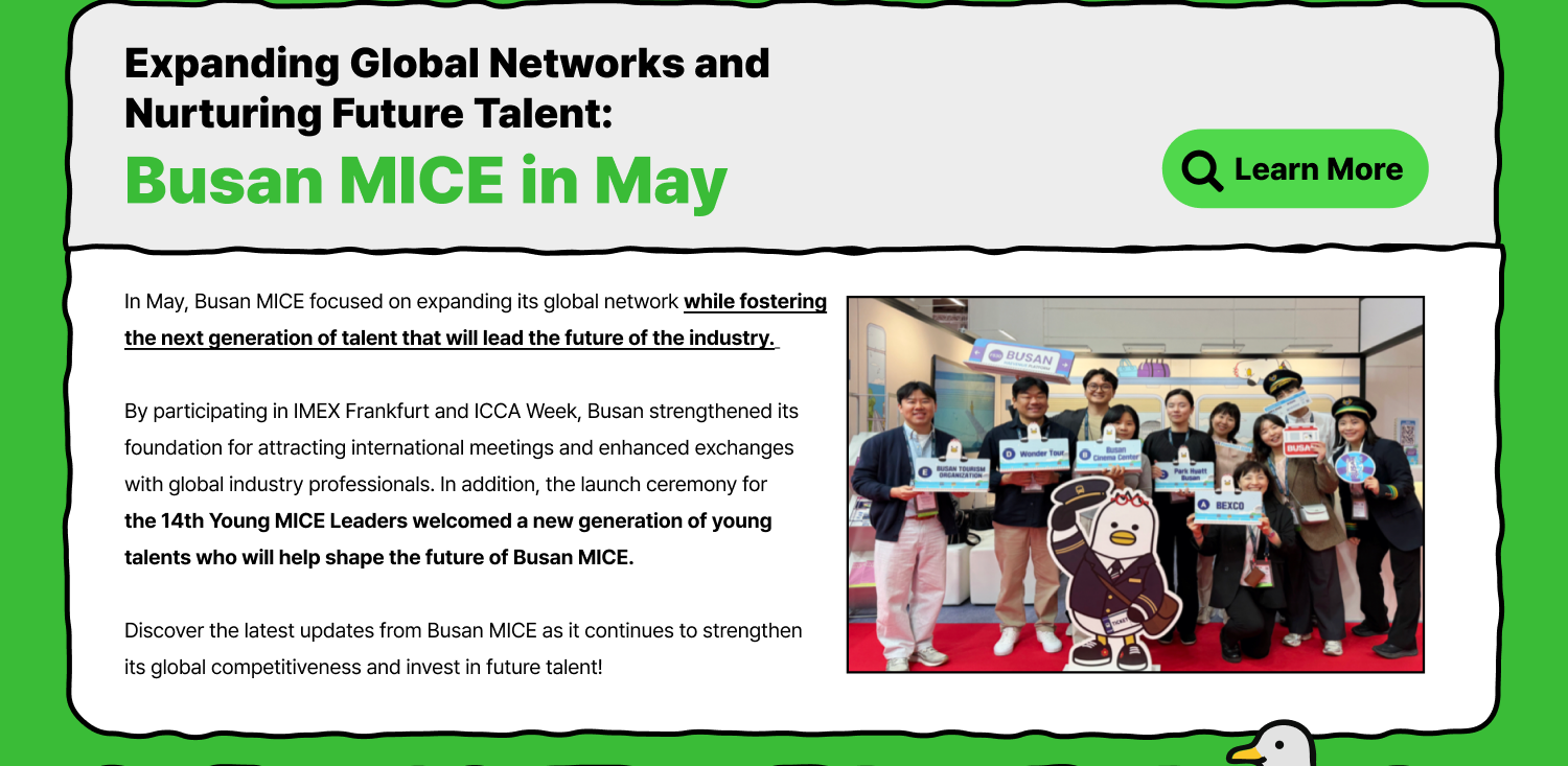Busan MICE in May — Expanding Global Networks and Nurturing Future Talent (Learn More)