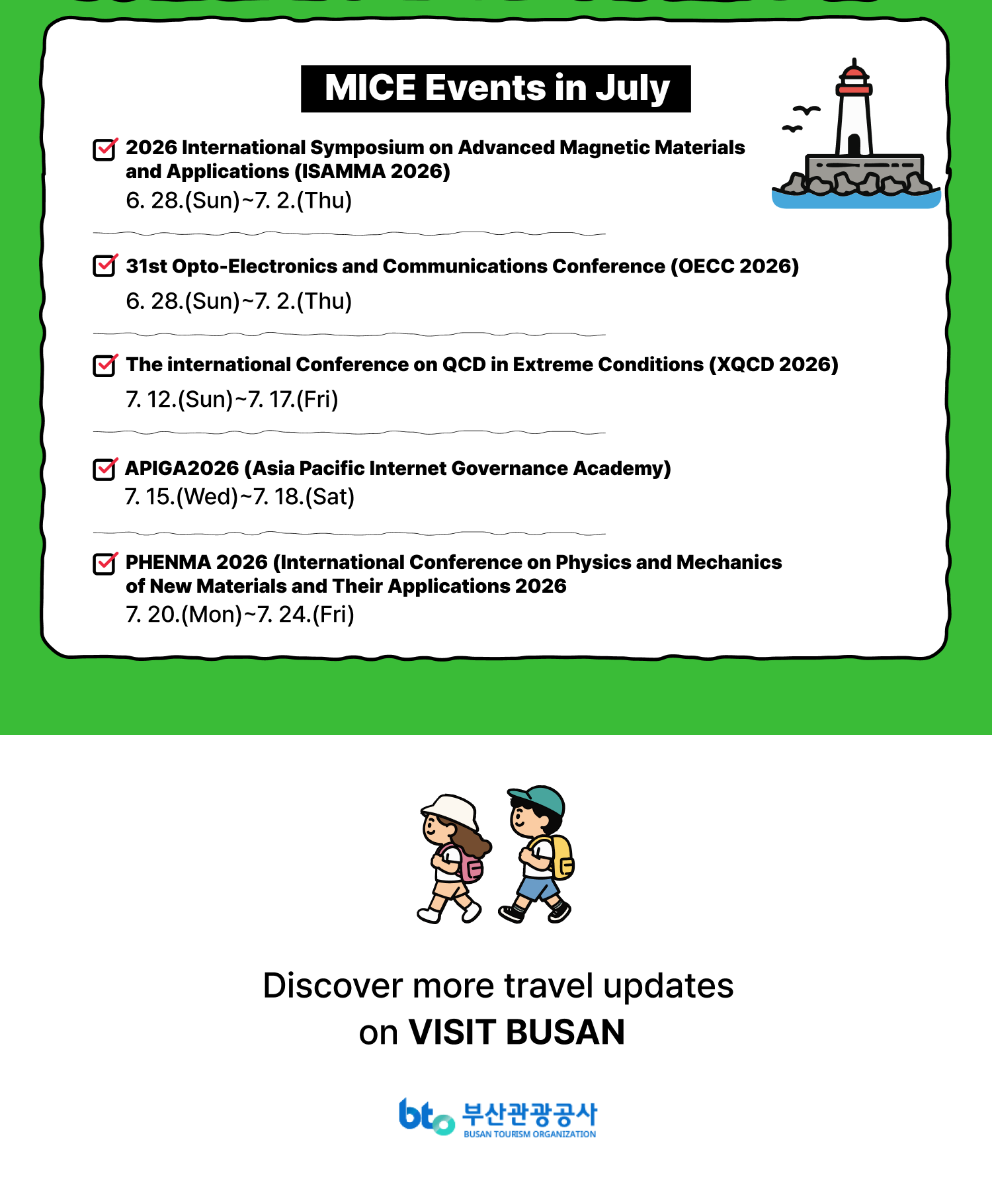 MICE Events in July · Discover more travel updates on Visit Busan · Busan Tourism Organization